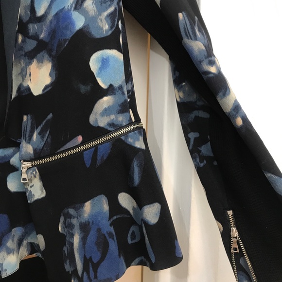 Rebecca Taylor Black & Blue Silk Floral Blazer Sz2 - Picture 5 of 9